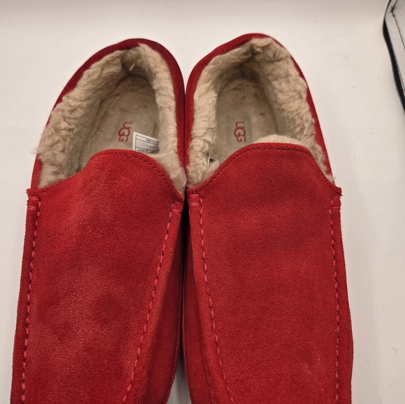 UGG Ascot Men's Red Suede Sheerling Limed Slippers 12 - Picture 6 of 9